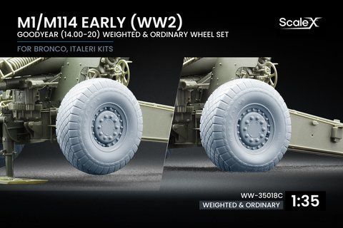 M1/M114 Early (WW2) Ordinary and Weighted Wheel Set, 1:35