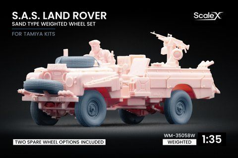 S.A.S. Land Rover Sand Type Weighted Wheel Set for Tamiya, 1:35